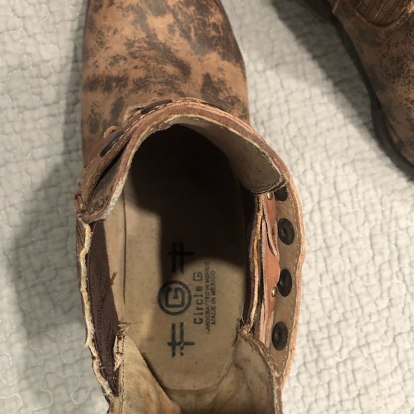 Circle G by Corral Harness & Studs Ankle Boots Womens Size 6.5 Brown Leather - Picture 7 of 11